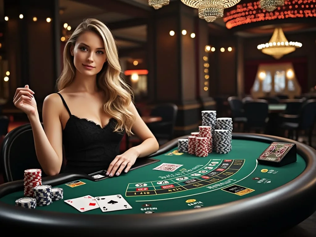 Dealer memandu permainan pada ruang kasino live